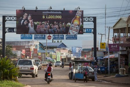 the city centre of the Town of Anlong Veng in the province of Oddar Meanchey in Northwaest Cambodia.  Cambodia, Anlong Veng, November, 2017,のeditorial素材