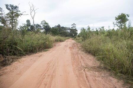 the road to the View Point of Peuy Ta Mok on the Dangrek Mountain range near the town of Choam and north of the Town of Anlong Veng in the province of Oddar Meanchey in Northwaest Cambodia.  Cambodia, Anlong Veng, November, 2017,のeditorial素材