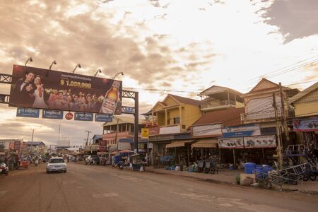 the city centre of the Town of Anlong Veng in the province of Oddar Meanchey in Northwaest Cambodia.  Cambodia, Anlong Veng, November, 2017,のeditorial素材