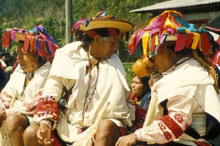 Indios at a fstival in a Indio Maya Village in the Mountains of the Province Chiapas in Mexico in Central America.     Mexico, Chiapas, January 1990.のeditorial素材