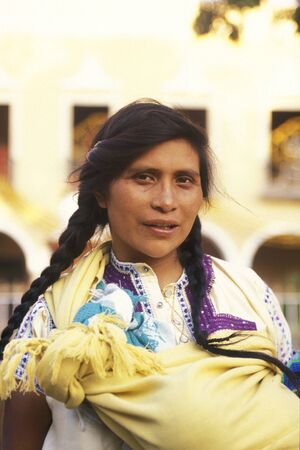 a Maya women in the old town of Valladolid on Yucatan in the Province Quintana Roo in Mexico in Central America.     Mexico, Valladolid, January 2009.のeditorial素材