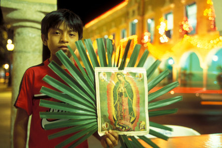 the main square with colonial and old town of Valladolid on Yucatan in the Province Quintana Roo in Mexico in Central America.   Mexico, Valladolid, January 2009.のeditorial素材