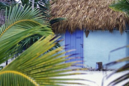 a Bungalow Hotel at the beach of Tulum in the Province Quintana Roo in Mexico in Central America.     Mexico, Tulum, January 2009.のeditorial素材