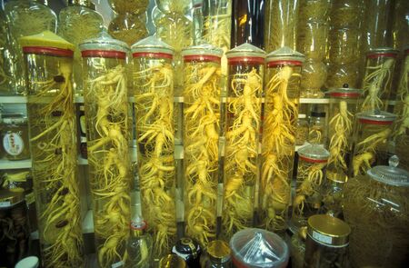 ginseng in a shop on a market in the city of Seoul in South Korea in EastAasia.  Southkorea, Seoul, May, 2006のeditorial素材