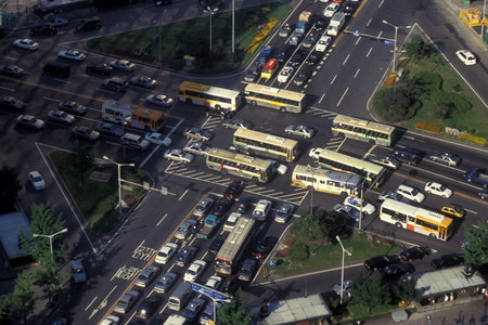 a highway road in city centre of Seoul in South Korea in EastAasia.  Southkorea, Seoul, May, 2006