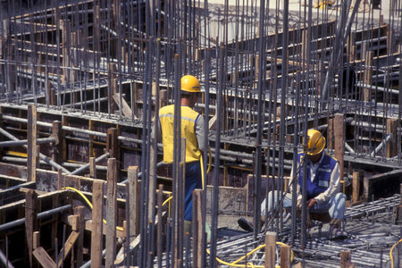 a large contruction site in the city of Seoul in South Korea in EastAasia.  Southkorea, Seoul, May,...