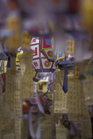 traditional lanterns at the Jogyesa temple in the city of Seoul in South Korea in EastAasia.  Southkorea, Seoul, May, 2006のeditorial素材