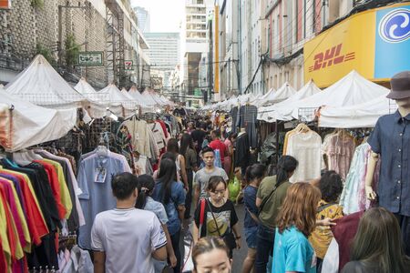 a clothes market at the Pratunam Textile Market in the city of Bangkok in Thailand in Southeastasia.  Thailand, Bangkok, November, 2018のeditorial素材