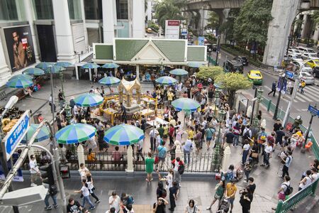 the Erewan shrine at Pratunam in the city of Bangkok in Thailand in Southeastasia.  Thailand, Bangkok, November, 2018のeditorial素材