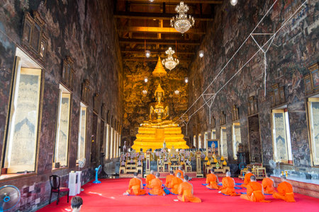 the golden Buddha at the Wat Suthat Temple in Banglamphu in the city of Bangkok in Thailand in Southeastasia.  Thailand, Bangkok, November, 2018のeditorial素材