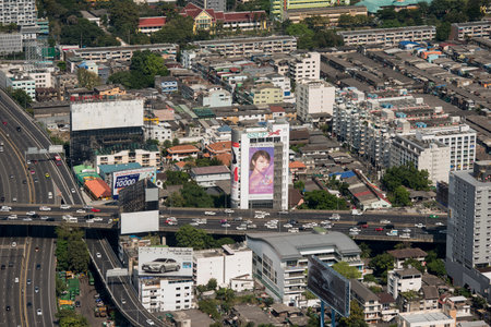 the view from the Baiyoke sky Hotel in the city of Bangkok in Thailand in Southeastasia.  Thailand,...