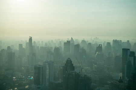view from the Baiyoke sky Hotel in the city of Bangkok in Thailand in Southeastasia.  Thailand,...