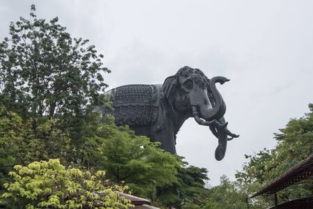 the big Elephants at the Erewan Museum at the province of Samut Prakan south of the city of Bangkok in Thailand in Southeastasia.  Thailand, Bangkok, November, 2018のeditorial素材