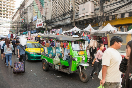 a clothes market at the Pratunam Textile Market in the city of Bangkok in Thailand in Southeastasia....