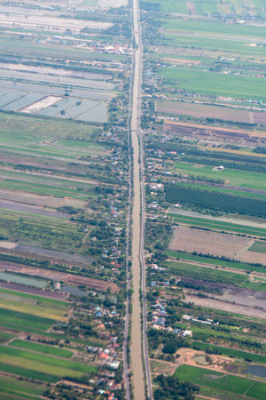 Agriculture fields north of the city of Bangkok in Thailand in Southeastasia.  Thailand, Bangkok, November, 2018のeditorial素材