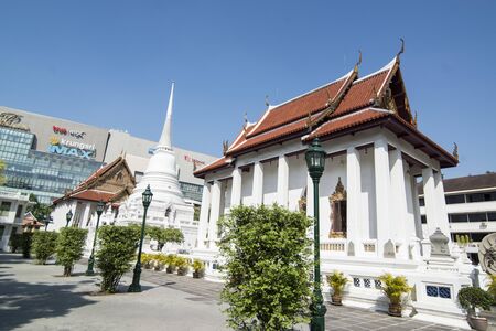 the architecture of the Wat Pathum Wanaram in the city of Bangkok in Thailand in Southeastasia.  Thailand, Bangkok, November, 2018のeditorial素材