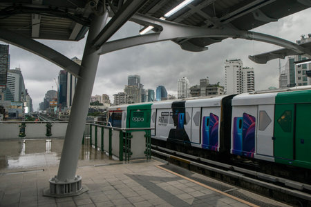 a sky train station the city of Bangkok in Thailand in Southeastasia.  Thailand, Bangkok, November,...
