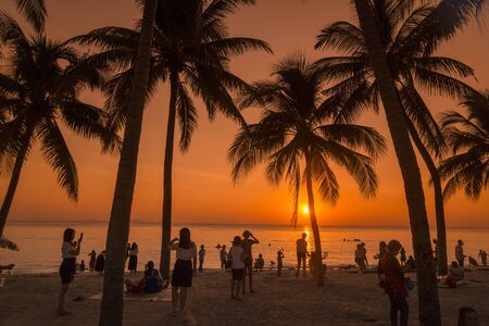 the Bang Saen Beach at the Town of Bangsaen in the Provinz Chonburi in Thailand.  Thailand, Bangsaen, November, 2018のeditorial素材