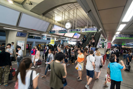 a sky train station the city of Bangkok in Thailand in Southeastasia.  Thailand, Bangkok, November, 2018のeditorial素材