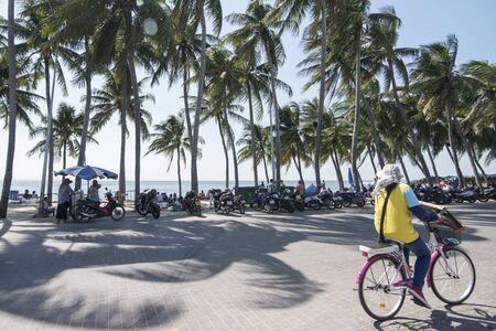 the Bang Saen Beach at the Town of Bangsaen in the Provinz Chonburi in Thailand.  Thailand, Bangsaen, November, 2018のeditorial素材