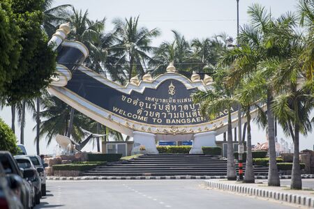 the main square at the Bang Saen Beach at the Town of Bangsaen in the Provinz Chonburi in Thailand.  Thailand, Bangsaen, November, 2018のeditorial素材