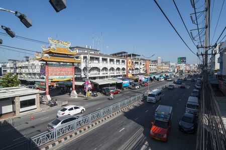 the city market at the mainroad at the city Market in the Town of Bangsaen in the Provinz Chonburi in Thailand.  Thailand, Bangsaen, November, 2018のeditorial素材