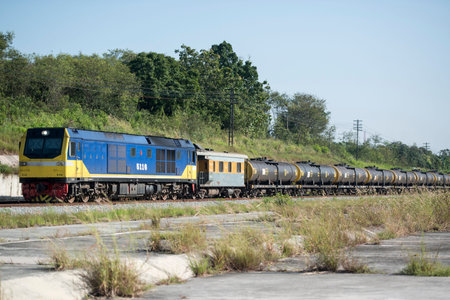 a train at the Khiri Nakhon Stone Mine near the city of Chonburi in the Provinz Chonburi in...