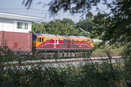 a train at the Khiri Nakhon Stone Mine near the city of Chonburi in the Provinz Chonburi in Thailand.  ThaBan Suan Canyoniland, Bangsaen, November, 2018のeditorial素材