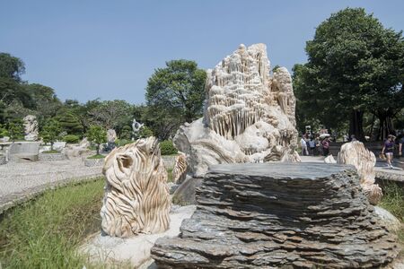 a stone sculpture at the Million Years Stone Garden near the city of Pattaya in the Provinz Chonburi in Thailand.  Thailand, Pattaya, November, 2018のeditorial素材