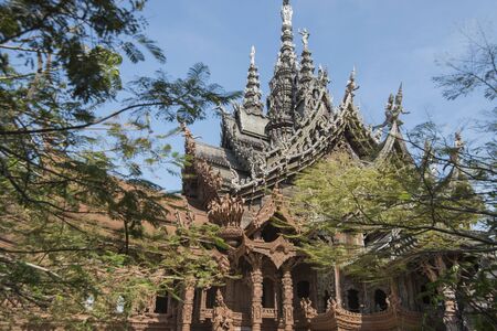 the Wood Sanctuary of Truth Temple in the city of Pattaya in the Provinz Chonburi in Thailand.  Thailand, Pattaya, November, 2018のeditorial素材