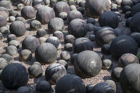 round stones at the nong nooch tropical garden near the city of Pattaya in the Provinz Chonburi in Thailand.  Thailand, Pattaya, November, 2018のeditorial素材