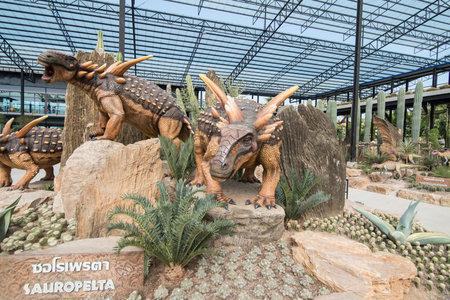 the Dinosaur Park near the city of Pattaya in the Provinz Chonburi in Thailand.  Thailand, Pattaya, November, 2018のeditorial素材
