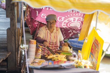 the market at the Floating Market near the city of Pattaya in the Provinz Chonburi in Thailand.  Thailand, Pattaya, November, 2018のeditorial素材