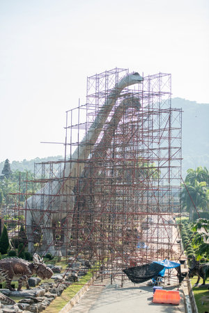 construction of two new dinosaur at the Dinosaur Park near the city of Pattaya in the Provinz...