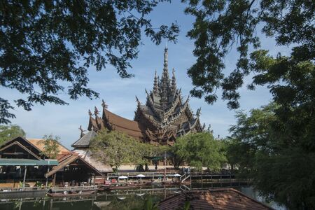 the Wood Sanctuary of Truth Temple in the city of Pattaya in the Provinz Chonburi in Thailand.  Thailand, Pattaya, November, 2018のeditorial素材