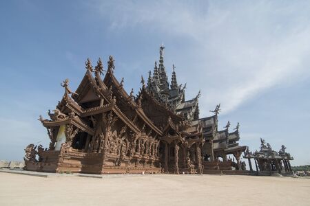 the Wood Sanctuary of Truth Temple in the city of Pattaya in the Provinz Chonburi in Thailand.  Thailand, Pattaya, November, 2018のeditorial素材