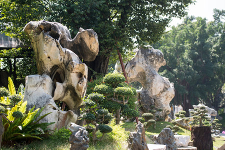a stone sculpture at the Million Years Stone Garden near the city of Pattaya in the Provinz Chonburi...