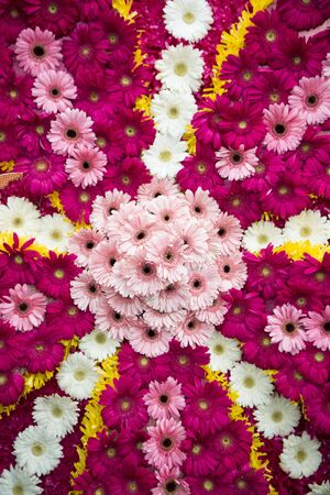 colorfull flowers at the Festa da Flor or Spring Flower Festival in the city of Funchal on the Island of Madeira in the Atlantic Ocean of Portugal.  Madeira, Funchal, April, 2018のeditorial素材