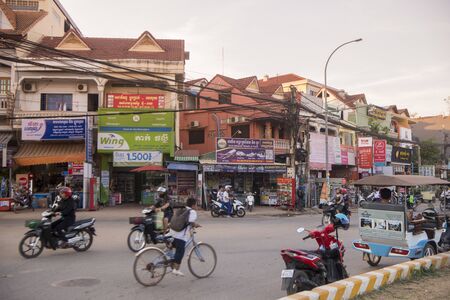 a street in the city of Siem Reap in northwest of Cambodia.   Siem Reap, Cambodia, November 2018のeditorial素材