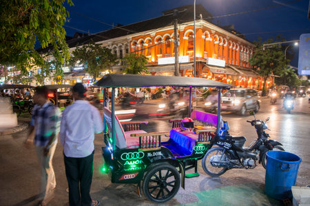 a colonial House and Restaurant in the old Town in the city of Siem Reap in northwest of Cambodia.  ...