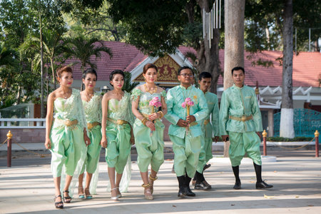 people at the Preah Angchek or Preah Ang Chorm Shrine in the city of Siem Reap in northwest of...