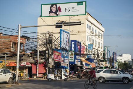 a street in the city of Siem Reap in northwest of Cambodia.   Siem Reap, Cambodia, November 2018のeditorial素材