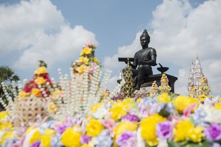 the King Ramkhamhaeng Monument at the Historical Park in Sukhothai in the Provinz Sukhothai in Thailand.   Thailand, Sukhothai, November, 2018のeditorial素材
