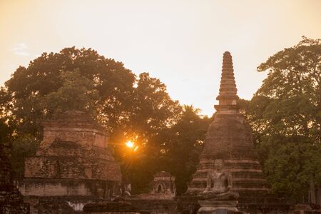 the Wat Mahathat Temple at the Historical Park in Sukhothai in the Provinz Sukhothai in Thailand.   Thailand, Sukhothai, November, 2018のeditorial素材