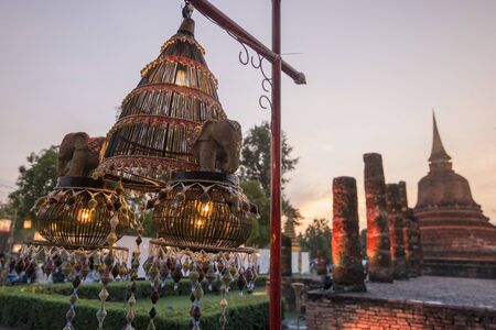 a giant Krathong at the Loy Krathong Festival in the Historical Park in Sukhothai in the Provinz Sukhothai in Thailand.   Thailand, Sukhothai, November, 2018のeditorial素材