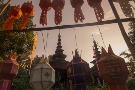 the Wood Temple of Wat Jom Sawan in the old Town the city centre of Phrae in the north of Thailand.  Thailand, Phrae November, 2018.のeditorial素材