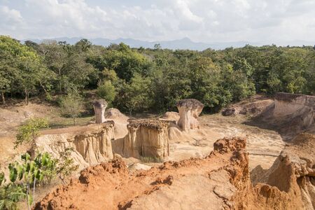 the Landscape of Phae Muang Phi in the country side of Ban Nakhuha near the city of  Phrae in the north of Thailand.  Thailand, Phrae November, 2018.のeditorial素材