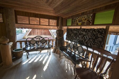 the privat traditional Teak wood House and residence of Baantep Museum in the old Town the city centre of Phrae in the north of Thailand.  Thailand, Phrae November, 2018.のeditorial素材