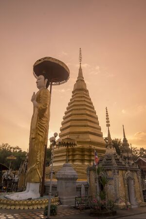 The Wat Phra That Chom Chaeng Temple near the city of  Phrae in the north of Thailand.  Thailand, Phrae November, 2018.のeditorial素材