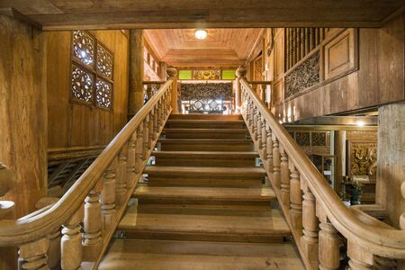 the privat traditional Teak wood House and residence of Baantep Museum in the old Town the city centre of Phrae in the north of Thailand.  Thailand, Phrae November, 2018.のeditorial素材